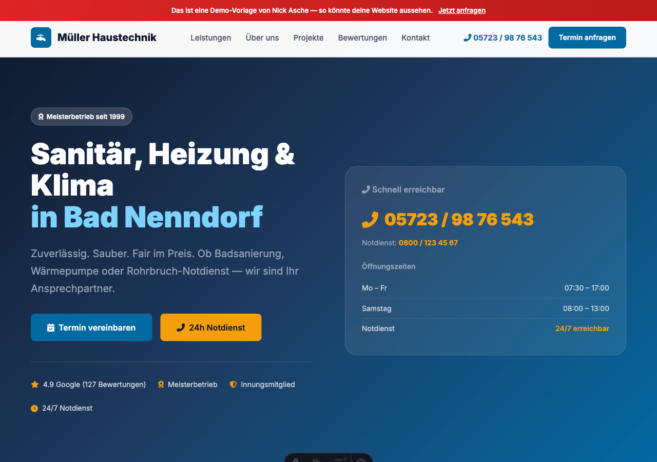 Website-Vorlage Sanitär & Heizung